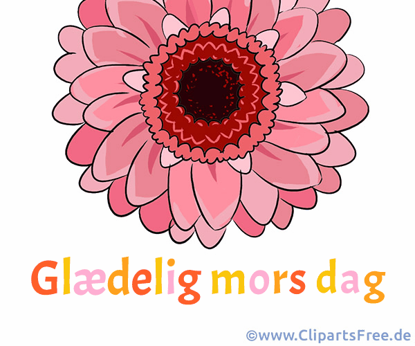 Animiertes Clipart zum Muttertag auf Dänisch