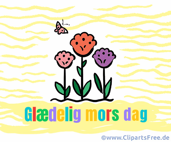 Einfache Glückwunschkarte zum Muttertag auf Dänisch