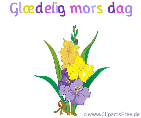 Grußkarte mit Blumen zum Muttertag auf Dänisch