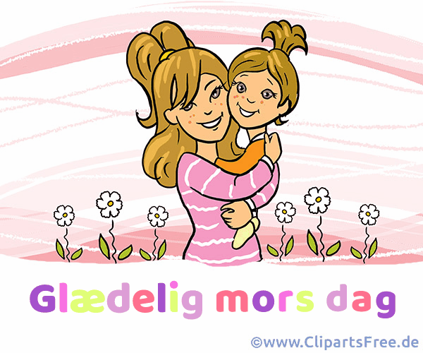 Mutter und Kind Illustration zum Muttertag auf Dänisch