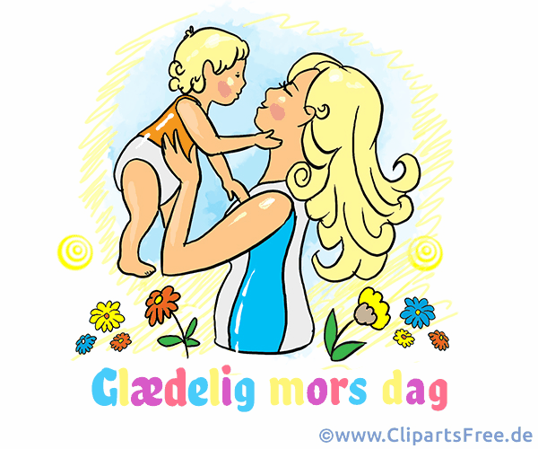 Schöne Glückwunschkarte zum Muttertag auf Dänisch