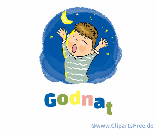 Animation mit Gute Nacht Gruß auf Dänisch