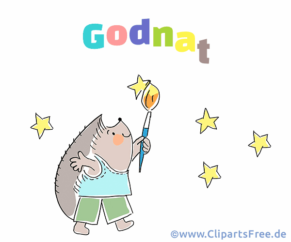 Gute Nacht auf Dänisch Clipart, Grusskarte, Bild
