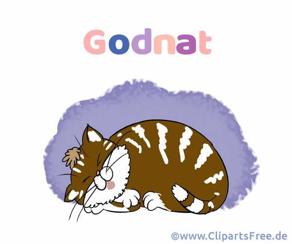 Katze schläft - Gute Nacht auf Dänisch Clipart