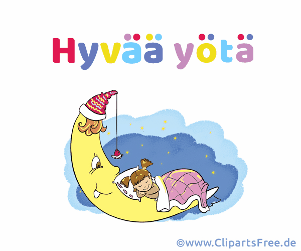 Clipart Gute Nacht auf Finnisch