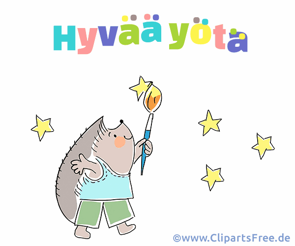 Grusskarte Gute Nacht auf Finnisch