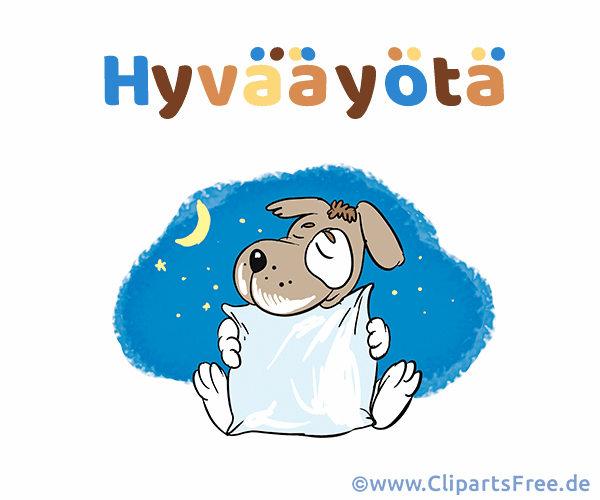 Gute Nacht auf Finnisch Gif, Clipart, Bild