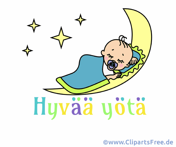 Gute Nacht auf Finnisch Grußbild