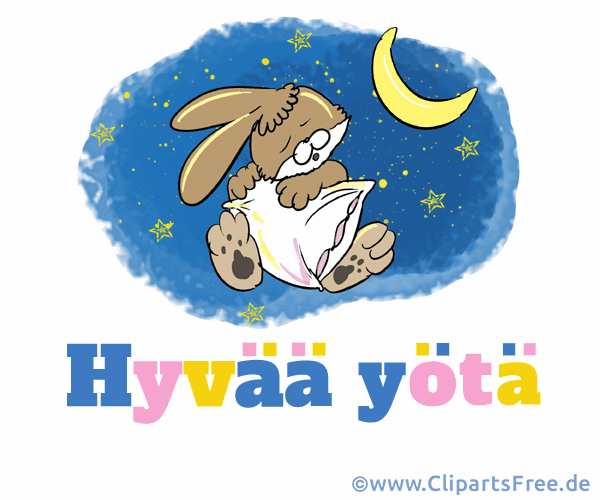 Gute Nacht auf Finnisch schöne Grusskarte