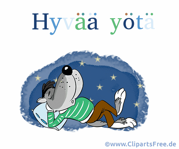 Gute Nacht eCard auf Finnisch