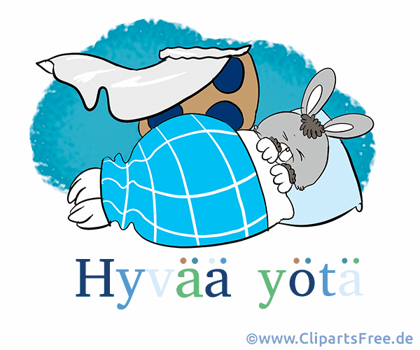 Gute Nahct Wunsch auf Finnisch als Grusskarte