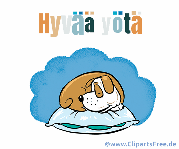 Hund schläft E-Karte - Gute Nacht auf Finnisch