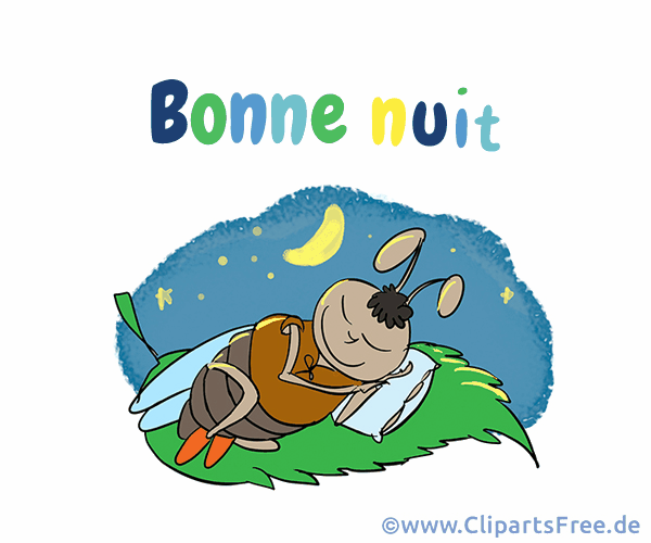 Comicbild Gute Nacht auf Französisch zum Versenden an Freunde