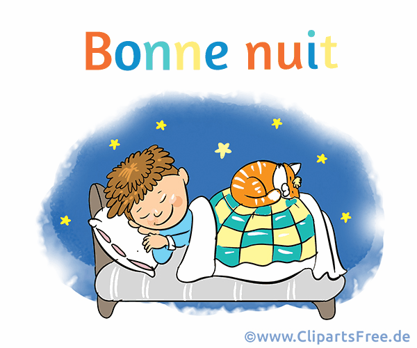 Gute Nacht auf Französisch animierte Grußkarte