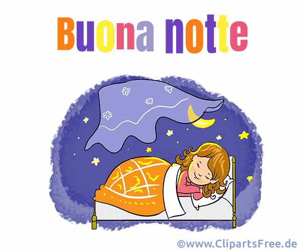 Animierte Karte mit Gute-Nacht-Spruch auf Italienisch