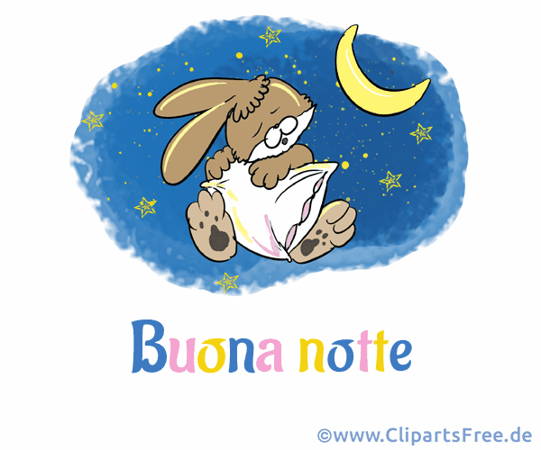 Cartoon Gute Nacht auf Italienisch