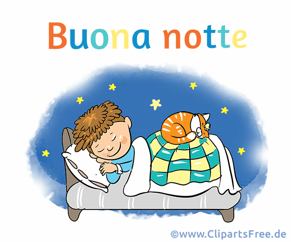 Gute Nacht Gif-Animation auf Italienisch