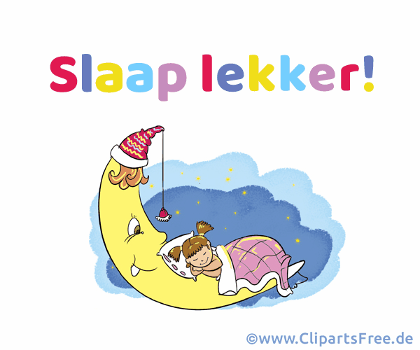 Gute Nacht Grusskarte auf Niederländisch zum Teilen in sozialen Netzwerken