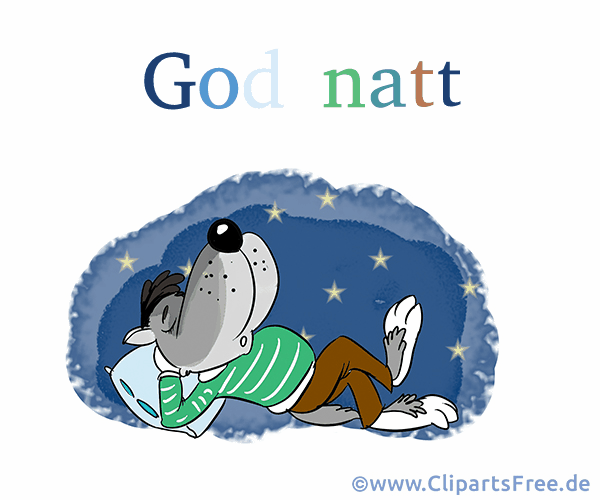 Animierte Karte Gute Nacht auf Norwegisch