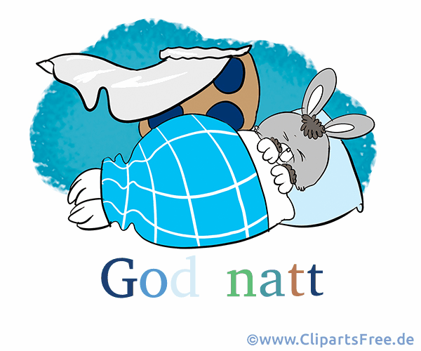 Cartoon-Bild Gute Nacht auf Norwegisch