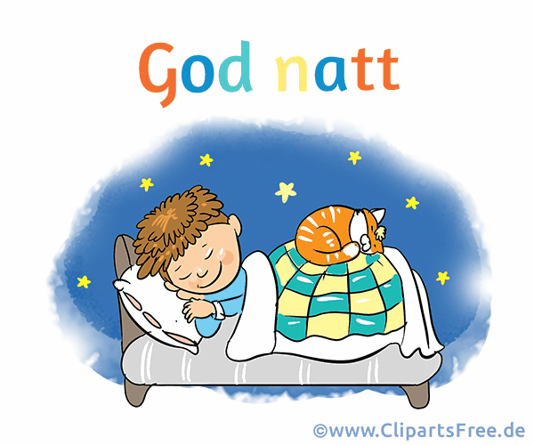 Gute Nacht auf Norwegisch - Bilder für Kindergarten