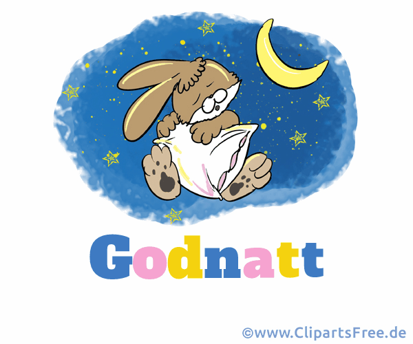 Hase mit Kissen geht ins Bett - Gute Nacht auf Schwedisch Bild