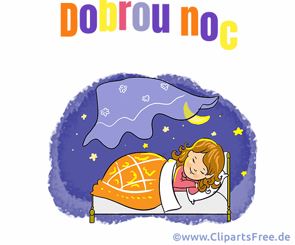 Animierter Cartoon Gute Nacht auf Tschechisch