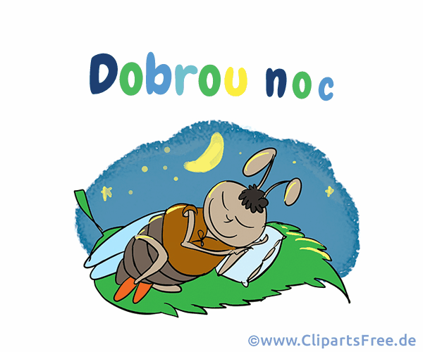 Cartoonbild Gute Nacht auf Tschechisch