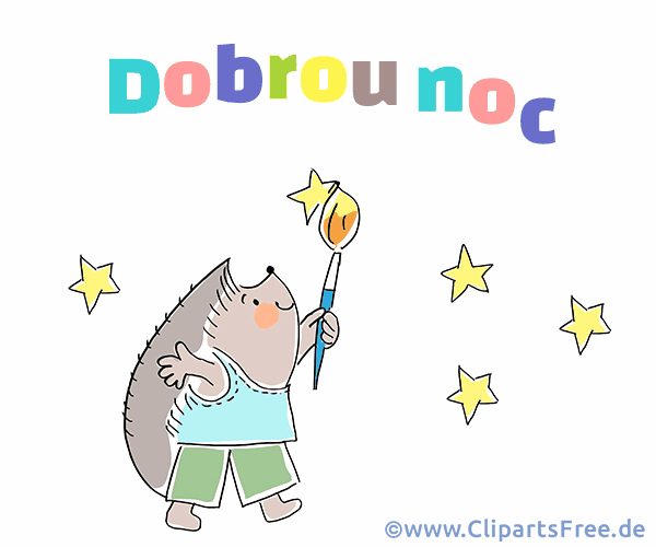 Gute Nacht auf Tschechisch Clipart, Bild, Gif