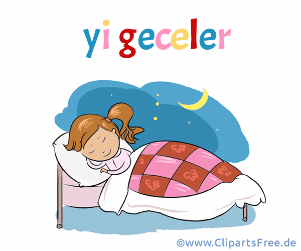 Gute Nacht auf Türkisch Bild, Clipart, Illustration