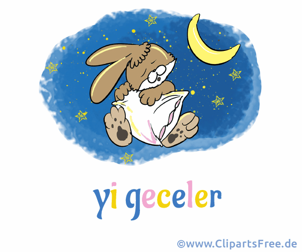 Gute Nacht Grußkarte auf Türkisch animiert