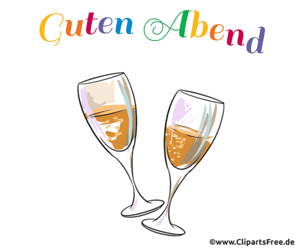 Grusskarte Guten Abend mit Weingläsern - Animierte Glückwünsche