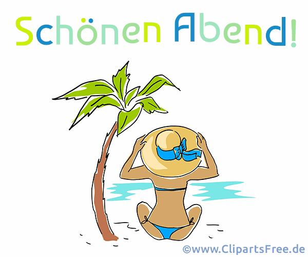 Guten Abend Gif-Karte im Urlaub