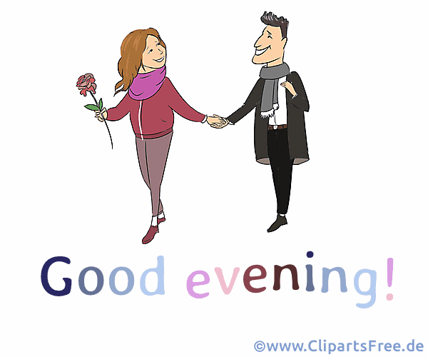 Date am Abend Illustration - Guten Abend auf Englisch Gif