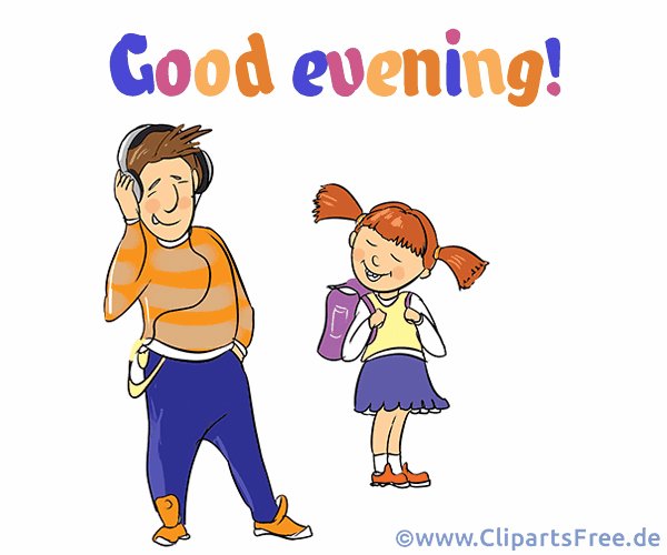 Guten Abend auf Englisch animierter Text