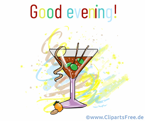 Guten Abend Gruss auf Englisch Gif-Clipart