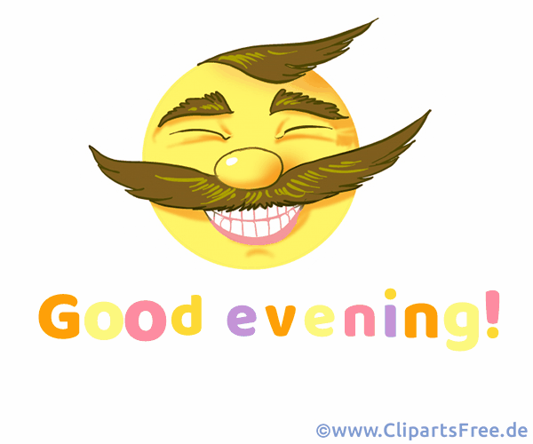 Smilie mit Lächeln - Guten Abend auf Englisch Bild