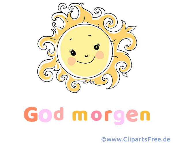 Guten Morgen auf Dänisch Gif-Animation mit aufstehendem Sonne