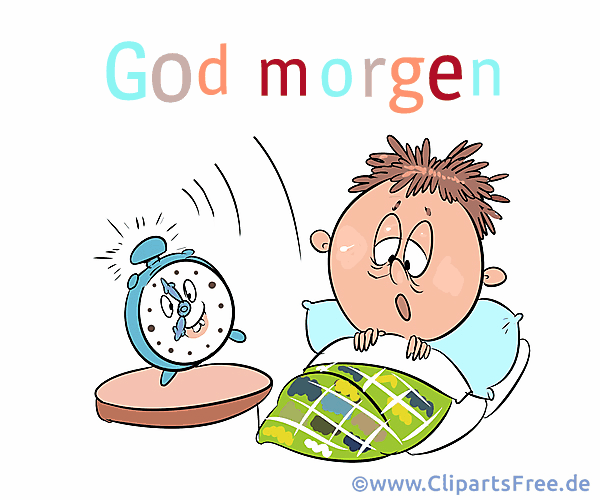 Wecker und Kind - Guten Morgen auf Dänisch