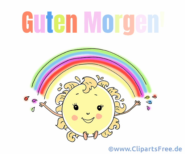 Guten Grusskarte mit Sonne und Regenbogen GifClipart