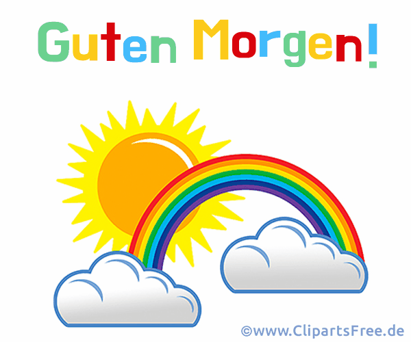 Schönes Bild Guten mit Sonne und Regenbogen