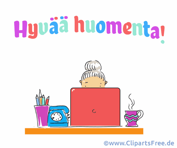 Magandang umaga sa Finnish para sa office gif image