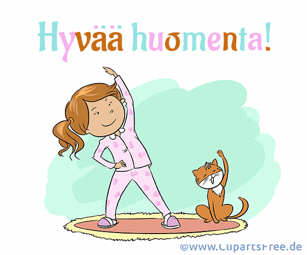 Guten Morgen auf Finnisch Mädchen, Katze, Sport