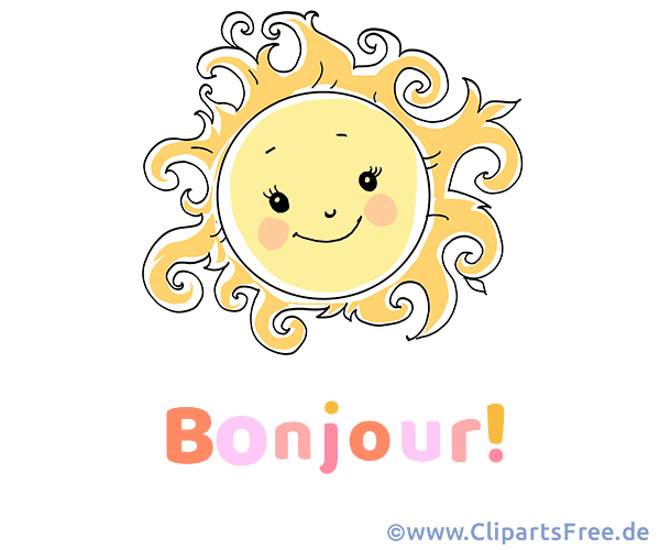 Guten Morgen auf Französisch Gifbild mit Sonne