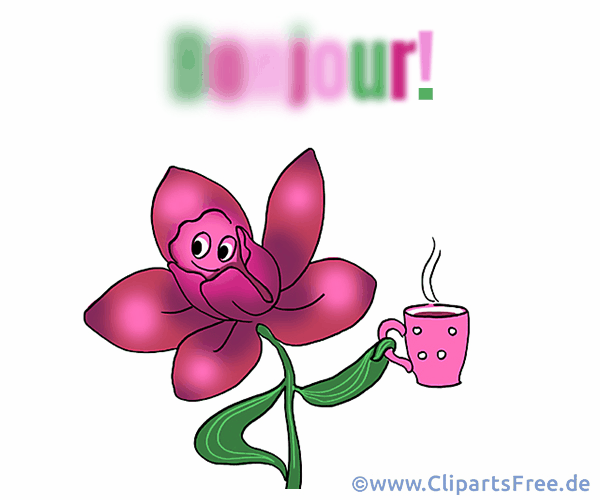 Guten auf Französisch Grusskarte mit Blume