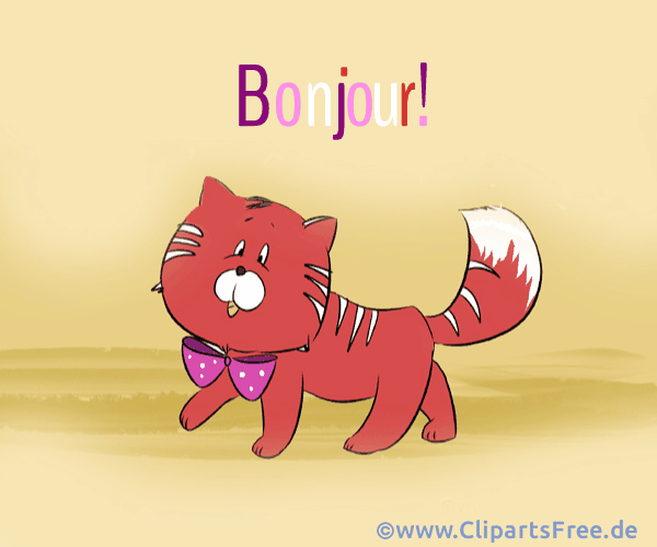 Kater mit Guten Morgen Gruß auf Französisch Gif