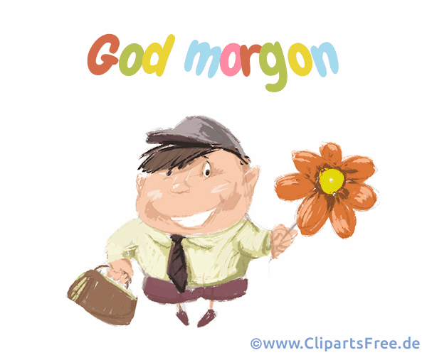 Guten Morgen auf Schwedisch Grusskarte mit Kind und Blume