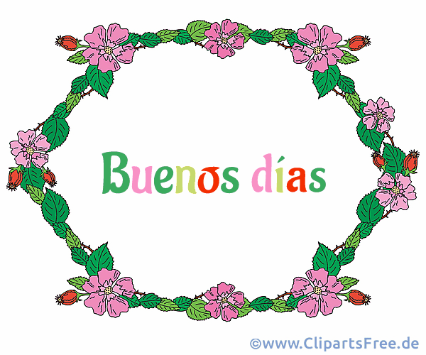 Guten Morgen auf Spanisch Blumenranken mit Animation