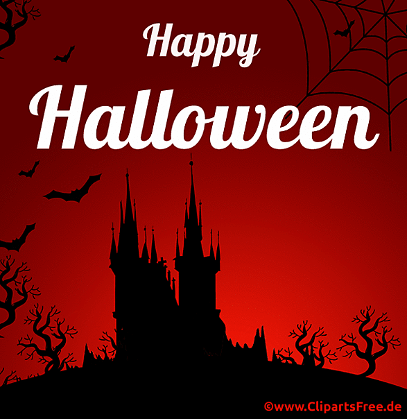 Grusskarte mit animiertem Text Happy Halloween