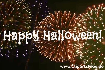 Text Happy Halloween mit Feuerwerk Text Happy Halloween mit Feuerwerk